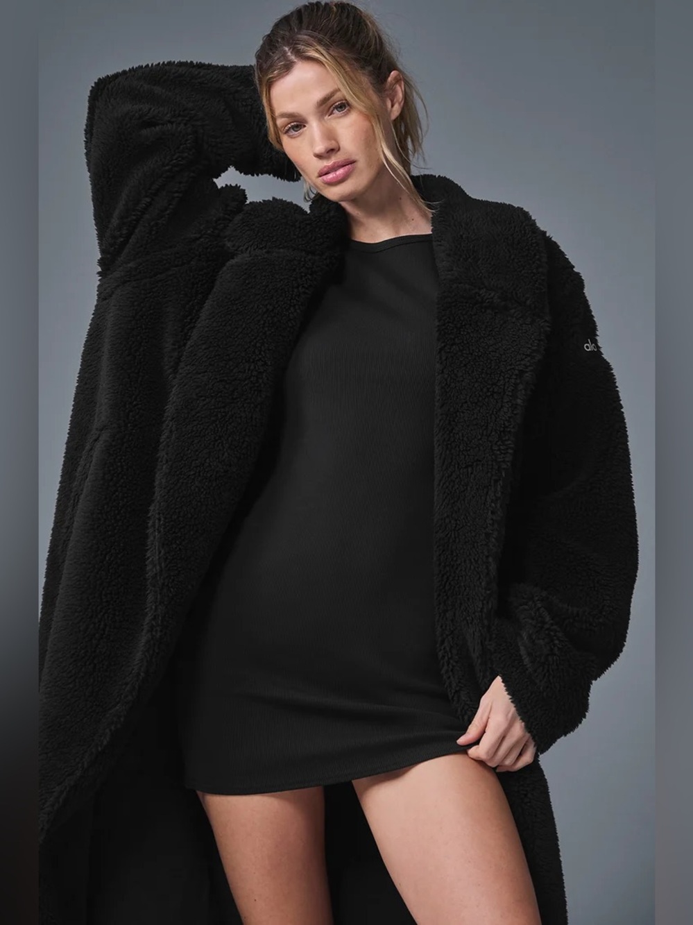 NWT Alo Yoga Oversized Sherpa Trench Teddy Coat - Black size XS